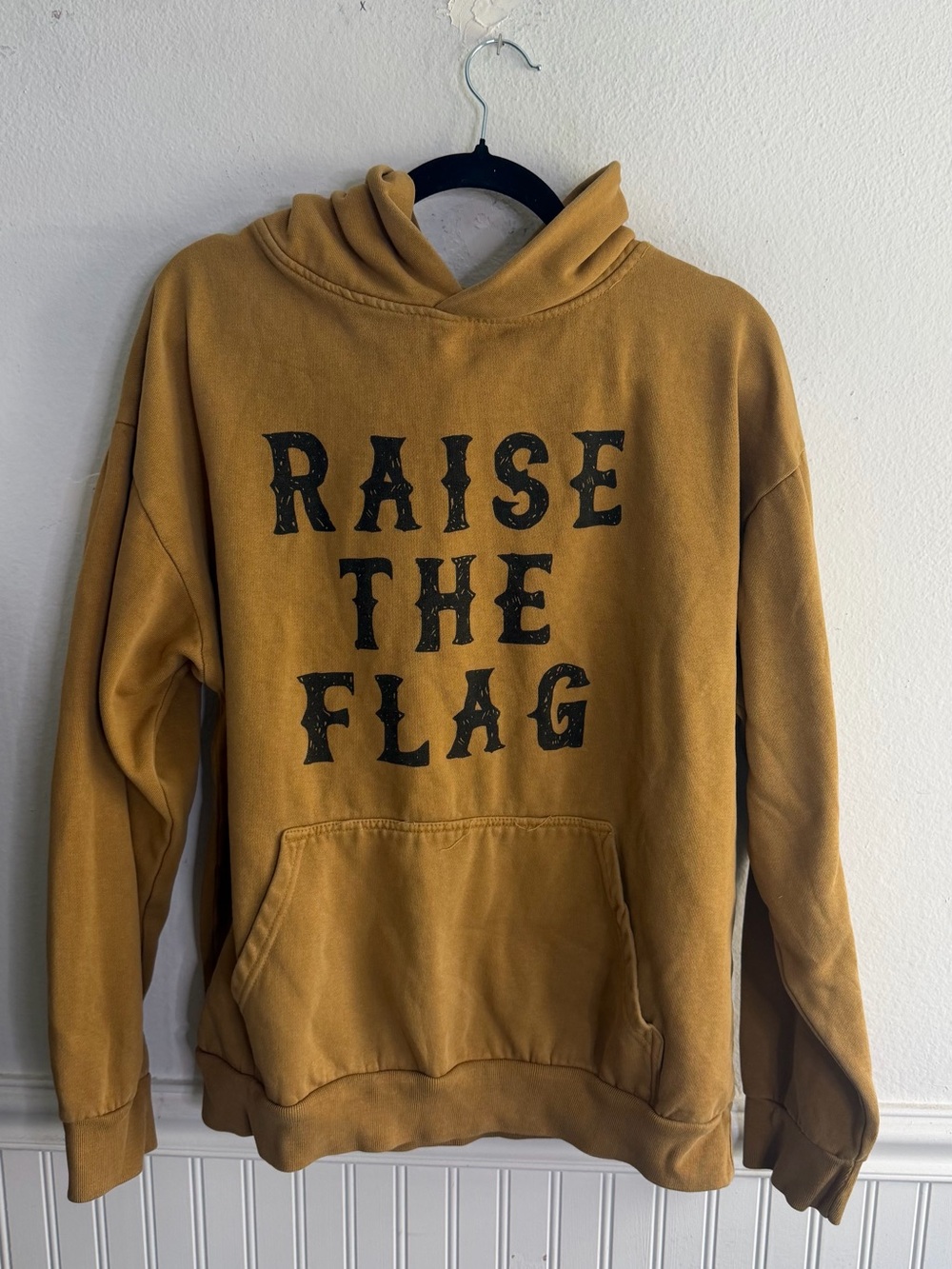 Raise The Flag Crewneck Hoodie Sweatshirt - Mustard